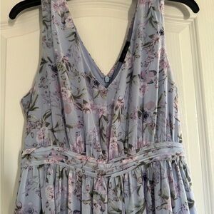 Blue A-Line Wrap Midi Dress for Cocktail Events. Ptp 20” length 38”